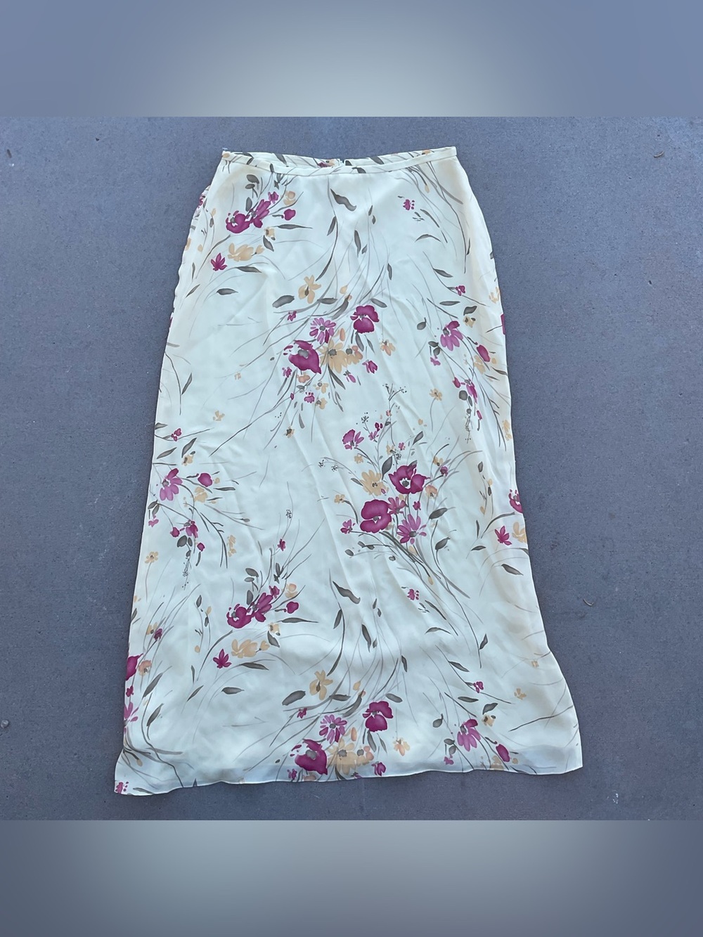 Vintage Rena Rowan floral silk maxi skirt Size 8